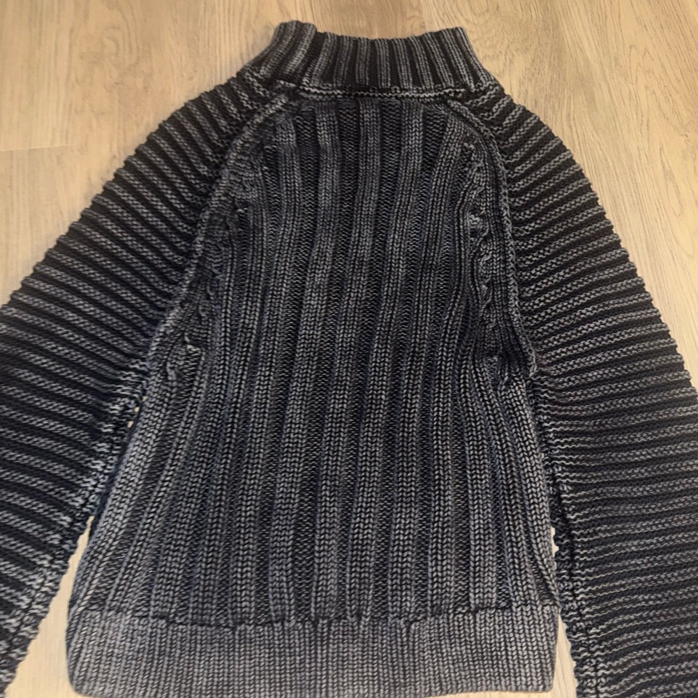 Free People Cable-Knit Mock Neck Sweater - Charcoal Chunky‎ Cozy Boho Chic - Picture 6 of 7